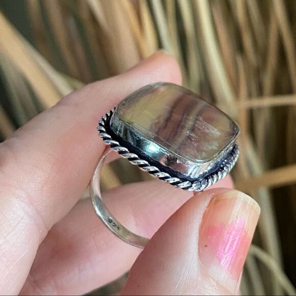 Fluorite Sterling Silver Ring Size 9 - Picture 7 of 8